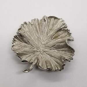 vintage BSK silver tone leaf brooch